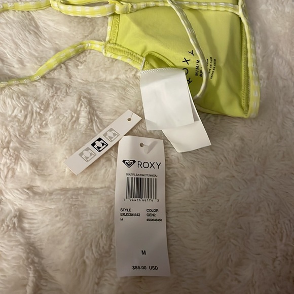 NWT 3 PIECE Roxy Gingham Bikini Set Limeade Green - Picture 12 of 15